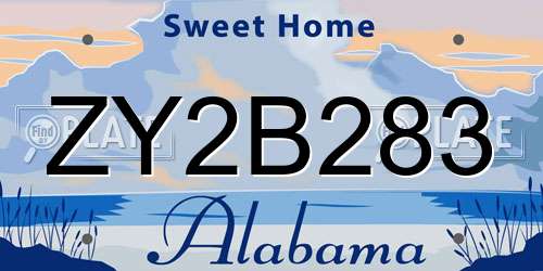 ZY2B283 Alabama License Plate