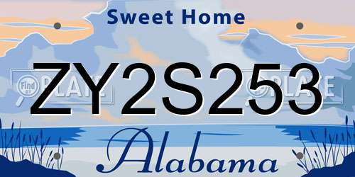 ZY2S253 Alabama License Plate