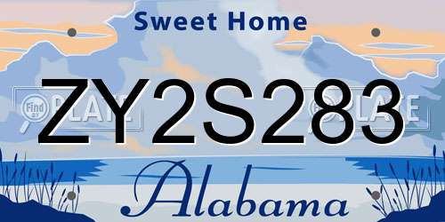 ZY2S283 Alabama License Plate