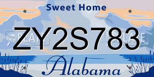 ZY2S783 Alabama License Plate
