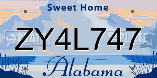 ZY4L747 Alabama License Plate