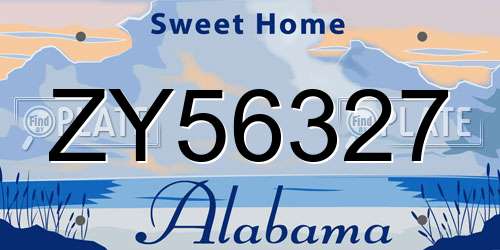 ZY56327 Alabama License Plate