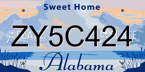 ZY5C424 Alabama License Plate
