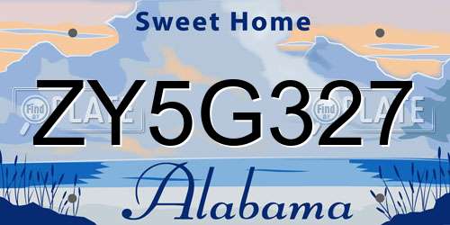 ZY5G327 Alabama License Plate