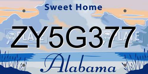 ZY5G377 Alabama License Plate
