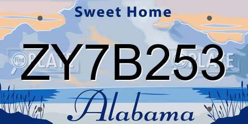 ZY7B253 Alabama License Plate