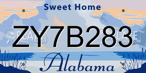 ZY7B283 Alabama License Plate