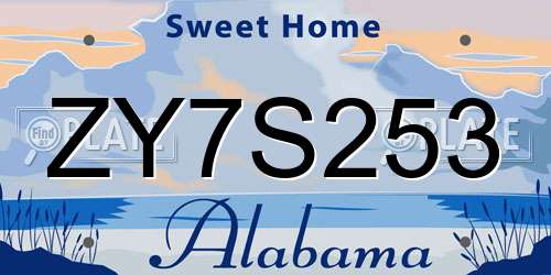 ZY7S253 Alabama License Plate