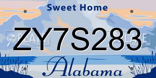 ZY7S283 Alabama License Plate