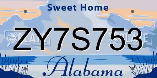 ZY7S753 Alabama License Plate