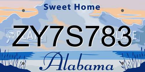 ZY7S783 Alabama License Plate