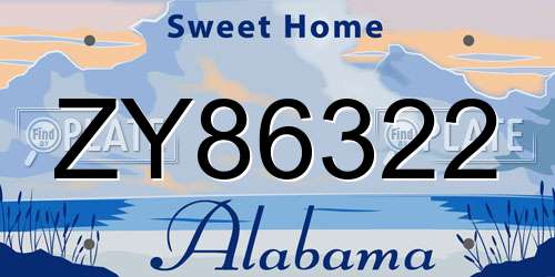 ZY86322 Alabama License Plate