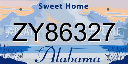 ZY86327 Alabama License Plate