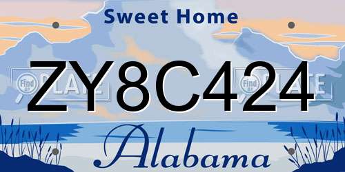 ZY8C424 Alabama License Plate