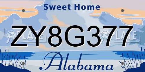 ZY8G377 Alabama License Plate