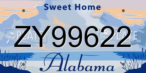 ZY99622 Alabama License Plate