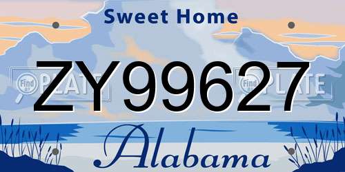 ZY99627 Alabama License Plate