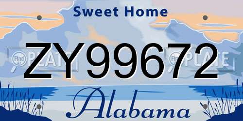 ZY99672 Alabama License Plate