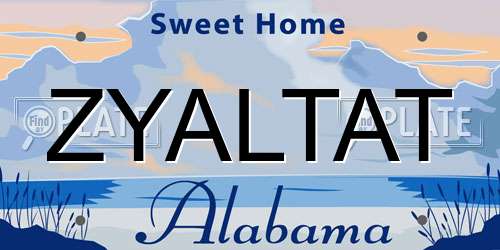 ZYALTAT Alabama License Plate