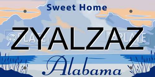 ZYALZAZ Alabama License Plate