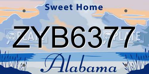 ZYB6377 Alabama License Plate