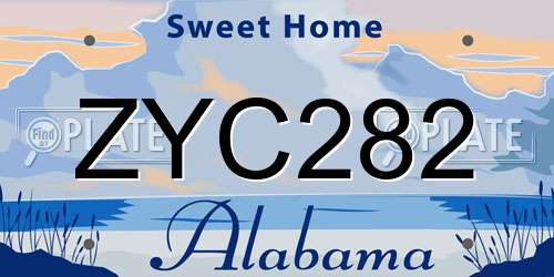 ZYC282 Alabama License Plate