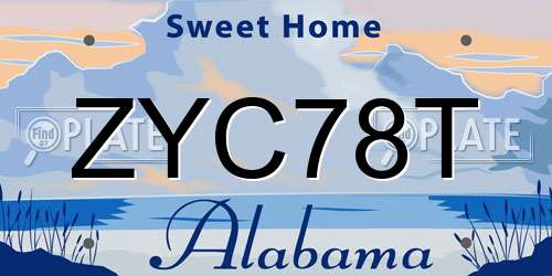 ZYC78T Alabama License Plate