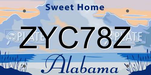 ZYC78Z Alabama License Plate