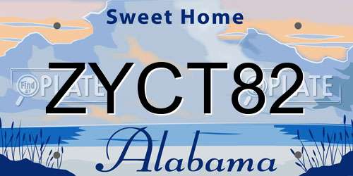 ZYCT82 Alabama License Plate