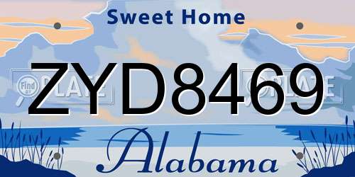 ZYD8469 Alabama License Plate