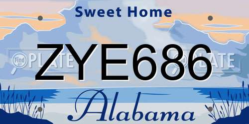 ZYE686 Alabama License Plate