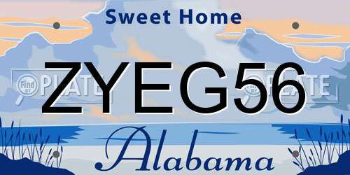 ZYEG56 Alabama License Plate
