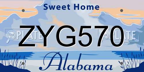 ZYG570 Alabama License Plate