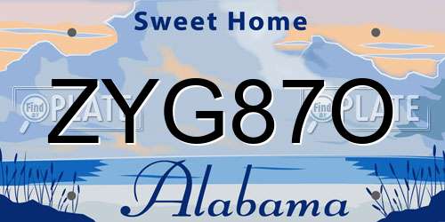 ZYG87O Alabama License Plate