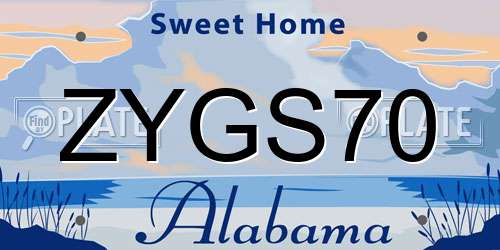 ZYGS70 Alabama License Plate