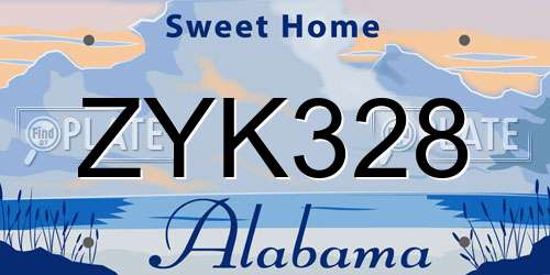 ZYK328 Alabama License Plate
