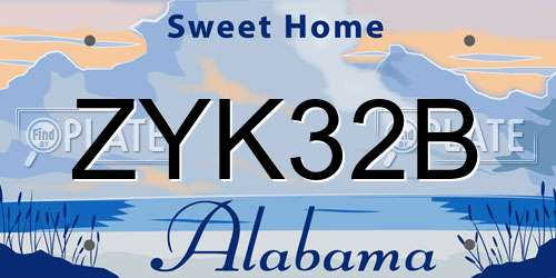ZYK32B Alabama License Plate