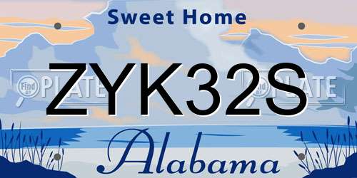 ZYK32S Alabama License Plate