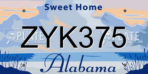ZYK375 Alabama License Plate