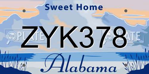 ZYK378 Alabama License Plate