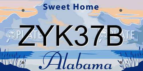 ZYK37B Alabama License Plate