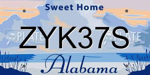 ZYK37S Alabama License Plate