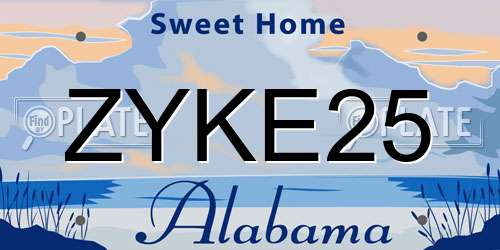 ZYKE25 Alabama License Plate