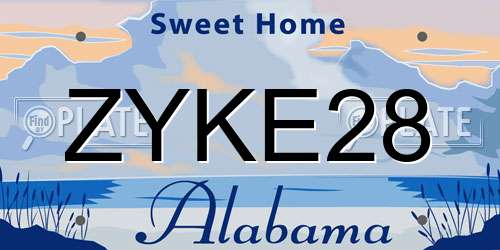 ZYKE28 Alabama License Plate