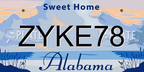 ZYKE78 Alabama License Plate