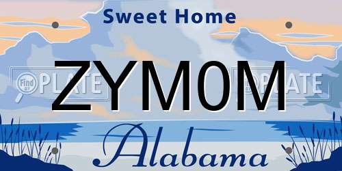 ZYM0M Alabama License Plate