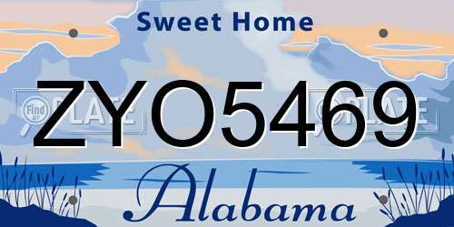 ZYO5469 Alabama License Plate