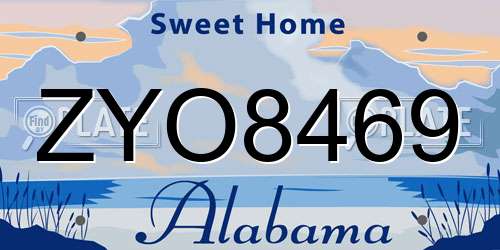 ZYO8469 Alabama License Plate