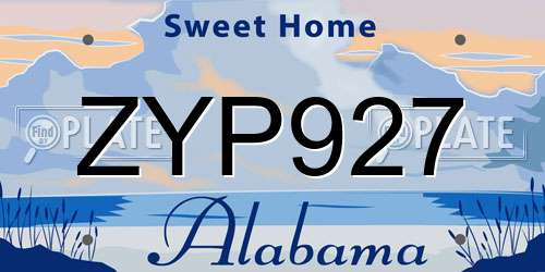 ZYP927 Alabama License Plate