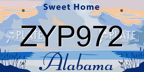 ZYP972 Alabama License Plate
